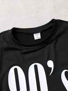 Chicas Camiseta con estampado de letra - Negro - Ver 3