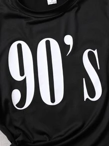 Chicas Camiseta con estampado de letra - Negro - Ver 4