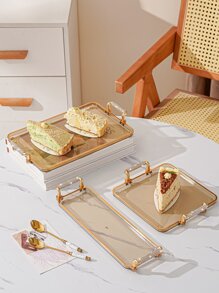 1 pieza Bandeja decorativa con pedrería para botella de agua, taza, juego de té, pastel, almacenamiento de aperitivos - Café integral - Ver 1
