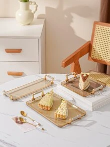 1 pieza Bandeja decorativa con pedrería para botella de agua, taza, juego de té, pastel, almacenamiento de aperitivos - Café integral - Ver 4