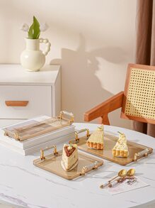 1 pieza Bandeja decorativa con pedrería para botella de agua, taza, juego de té, pastel, almacenamiento de aperitivos - Café integral - Ver 6
