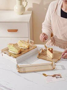 1 pieza Bandeja decorativa con pedrería para botella de agua, taza, juego de té, pastel, almacenamiento de aperitivos - Café integral - Ver 7