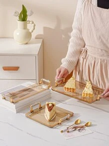 1 pieza Bandeja decorativa con pedrería para botella de agua, taza, juego de té, pastel, almacenamiento de aperitivos - Café integral - Ver 8