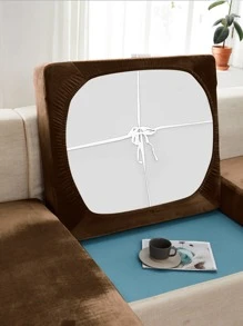 1件装银狐毛绒弹力沙发坐垫套，家具保护套，宠物友好，适用于客厅和卧室，1/2/3人座 - 卡其色 - 查看 1