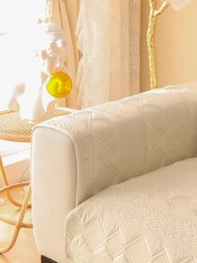 1 件通用四季絎縫天鵝絨沙發墊和簡約現代防滑沙發巾 - 米色 - 查看 5