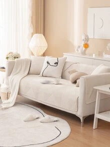 1 Khăn Sofa Màu Be, Polyester Tối Giản Chần Gòn Chi Tiết Chống Trơn Trượt Khăn Cho Tất Cả Các Mùa - Màu be - Xem 8