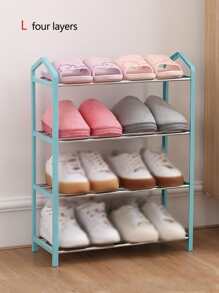 1pc Plastic Shoe Storage Rack, Minimalist Blue Multi-layer Shoe Shelf Organizer And Storage For Floor And Home - Blue - View 3