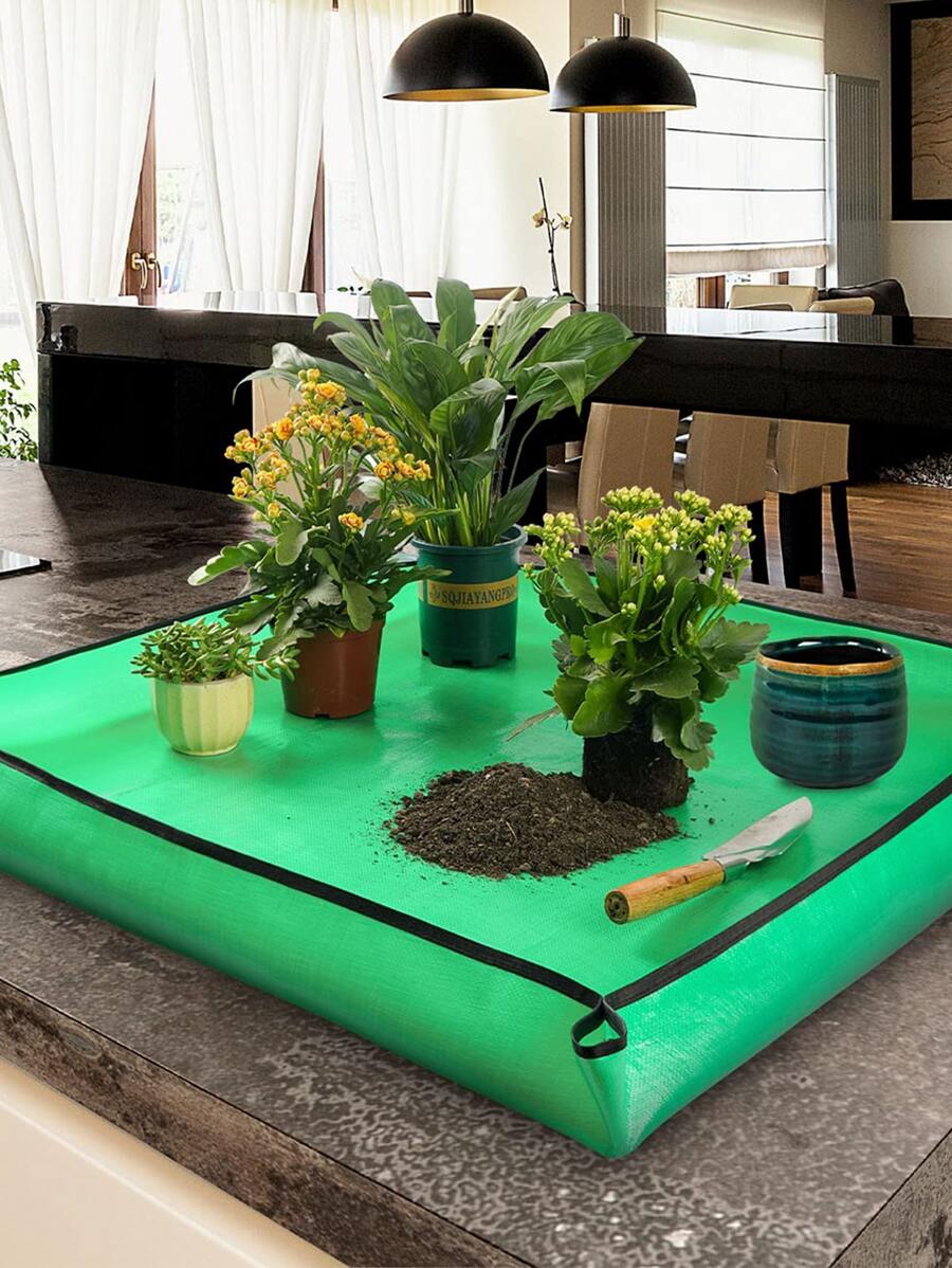 1pc PE Plant Mat, Waterproof Plant Pad For Garden - Green - View 1