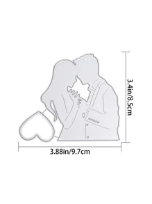 1入組不銹鋼切割模具心形和圖形設計DIY蝕刻模板工藝模具 - 銀色 - 查看 2