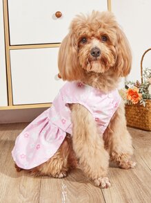 1pc Floral Print Pet Dress - Pink - View 1