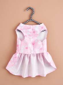 1pc Floral Print Pet Dress - Pink - View 4