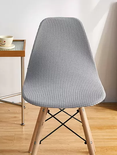 1pc Simple Solid Color Removable Four Seasons Universal Elastic Corn Striped Chair Cover For Shell Shape