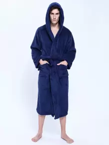 1 Áo choàng tắm bằng vải lông san hô, kiểu dáng dài, đồ ngủ, nhiều kích cỡ, thiết kế unisex, áo choàng cỡ lớn dành cho nữ, thích hợp cho phòng tắm, hồ bơi, bãi biển, du lịch, sử dụng cá nhân, làm quà tặng. - Xanh đậm - Xem 5