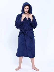 1 Áo choàng tắm bằng vải lông san hô, kiểu dáng dài, đồ ngủ, nhiều kích cỡ, thiết kế unisex, áo choàng cỡ lớn dành cho nữ, thích hợp cho phòng tắm, hồ bơi, bãi biển, du lịch, sử dụng cá nhân, làm quà tặng. - Xanh đậm - Xem 8