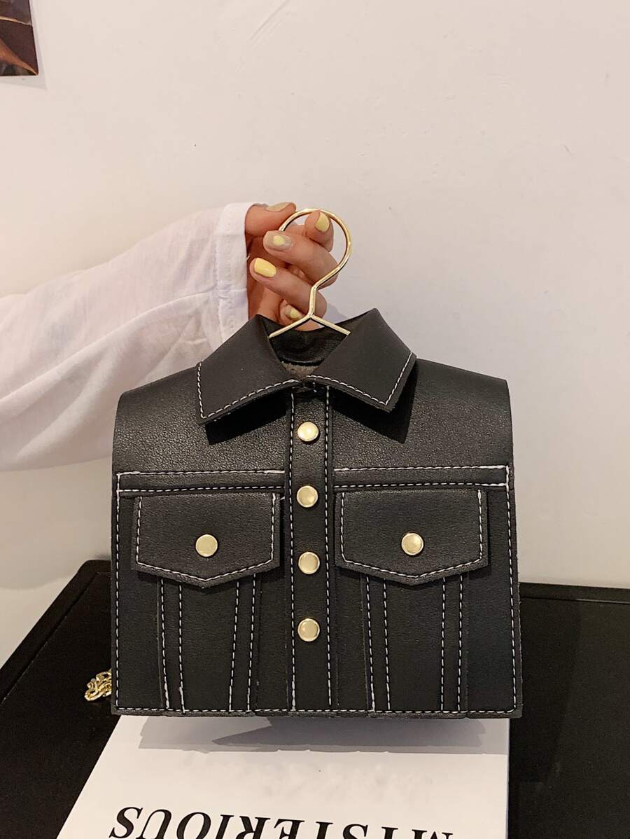 Thiết kế quần áo mini Studded Decor Chain Túi mới lạ, Quà tặng mới lạ và hài hước nhất Pefect - màu đen - Xem 1