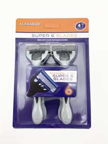 ALSHABAB 4 piezas 6 cuchillas hombres maquinilla de afeitar Color gris afeitadora Manual desechable para hombres eliminación de barba - Gris - Ver 1