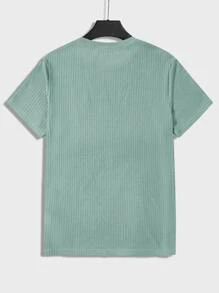 Manfinity Men Letter Patched Detail Waffle Knit Tee - Mint Green - View 2