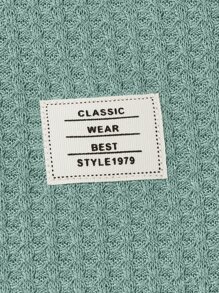 Manfinity Men Letter Patched Detail Waffle Knit Tee - Mint Green - View 3