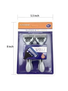 ALSHABAB 4 piezas 6 cuchillas hombres maquinilla de afeitar Color gris afeitadora Manual desechable para hombres eliminación de barba - Gris - Ver 9