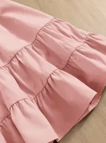 寶寶女孩前鈕式荷葉邊連身裙,舒適可愛,適合夏季