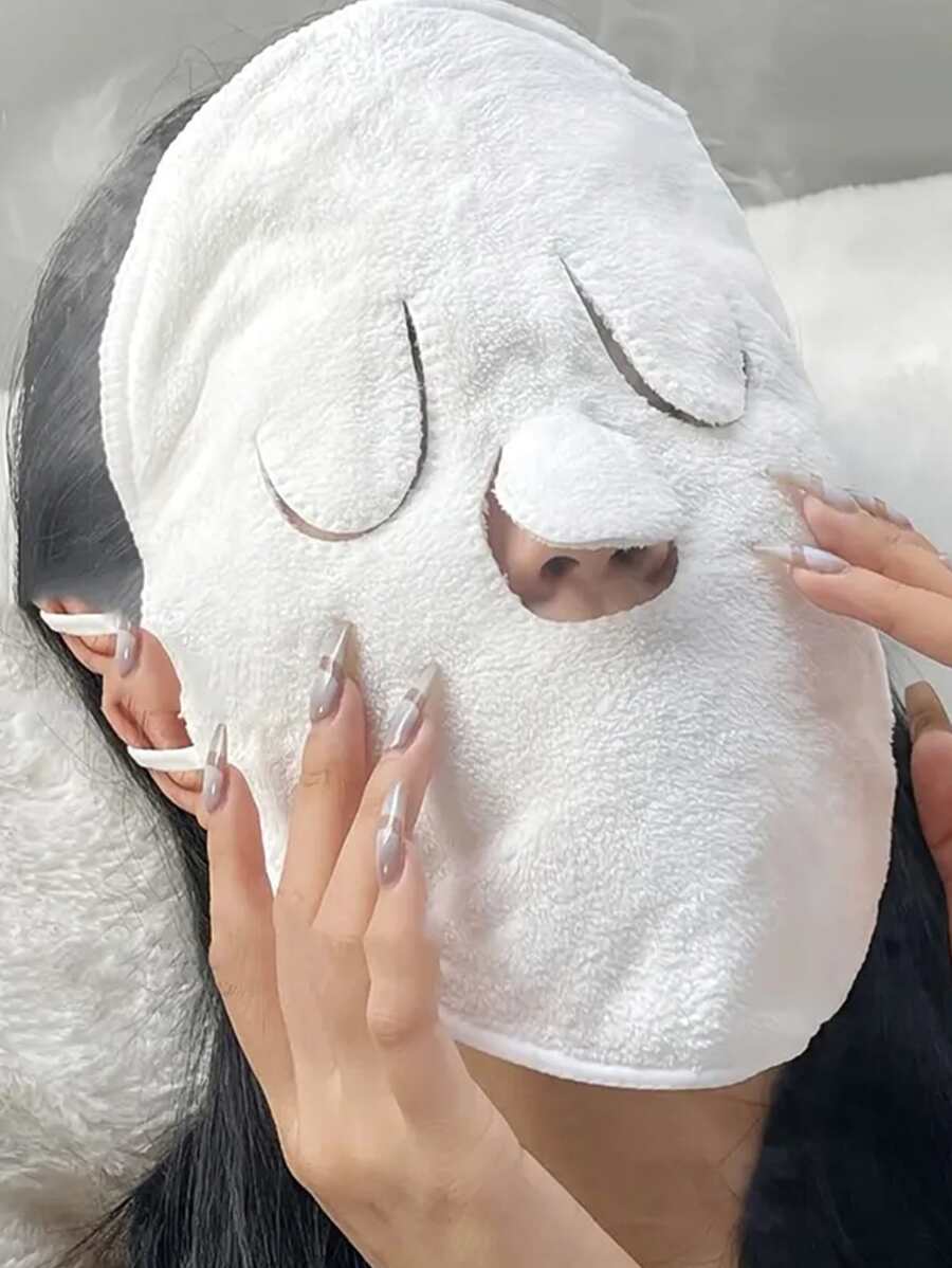 1 pieza Paño de limpieza facial pulgada blanco cara minimalista poliéster para cuarto de baño - Blanco - Ver 1