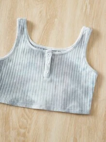 SHEIN 女孩紮染背心上衣和前蝴蝶結短褲 - 薄荷綠 - 查看 3