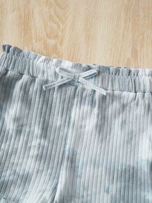 SHEIN 女孩紮染背心上衣和前蝴蝶結短褲 - 薄荷綠 - 查看 4