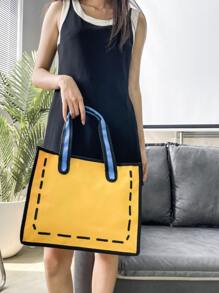 Colour Block Square Bag - Yellow - View 1