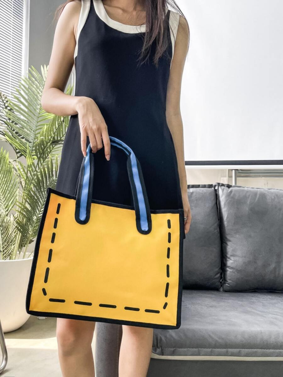 Colour Block Square Bag - Yellow - View 1