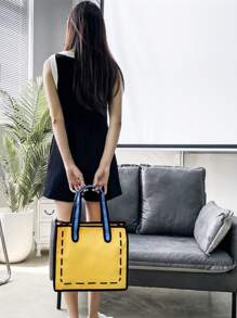 Colour Block Square Bag - Yellow - View 2
