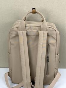 字母貼飾經典背包 - 卡其色 - 查看 5