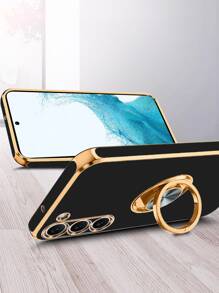 6D Electroplated Ring Holder Phone Case For SAMA15, S24 Ultra/S23 FE, A13, A54, A55, Moto G (2024), G Stylus 5G (2024), G Play (2024), Pixel 8, S24 FE, S25 Series Waterproof Shockproof Anti-Fall Scratch Resistant - Black - View 7