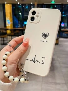 Valentines Phone Charm Heart Pattern Phone Case With Lanyard Compatible With IPhone15/15Plus/15Pro/15Promax Waterproof Shockproof Anti-Fall Scratch Resistant