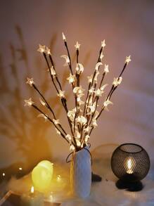 1pc 20 Led Iron Decoration Light, Creative Branch Design Star & Moon Decor Decorative Light For Home