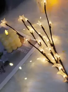 1pc 20 Led Iron Decoration Light, Creative Branch Design Star & Moon Decor Decorative Light For Home