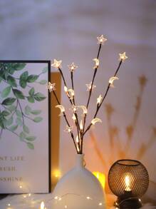 1pc 20 Led Iron Decoration Light, Creative Branch Design Star & Moon Decor Decorative Light For Home