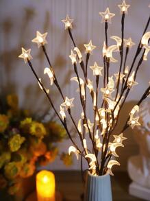 1pc 20 Led Iron Decoration Light, Creative Branch Design Star & Moon Decor Decorative Light For Home