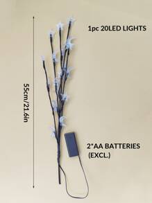 1pc 20 Led Iron Decoration Light, Creative Branch Design Star & Moon Decor Decorative Light For Home