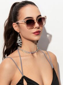 Cat Eye Sunglasses - Champagne - View 1
