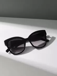 复古超大方形黑色塑料太阳镜，渐变镜片 - 女士经典时尚眼镜，夏季旅行和驾驶防紫外线 - 黑色 - 查看 3