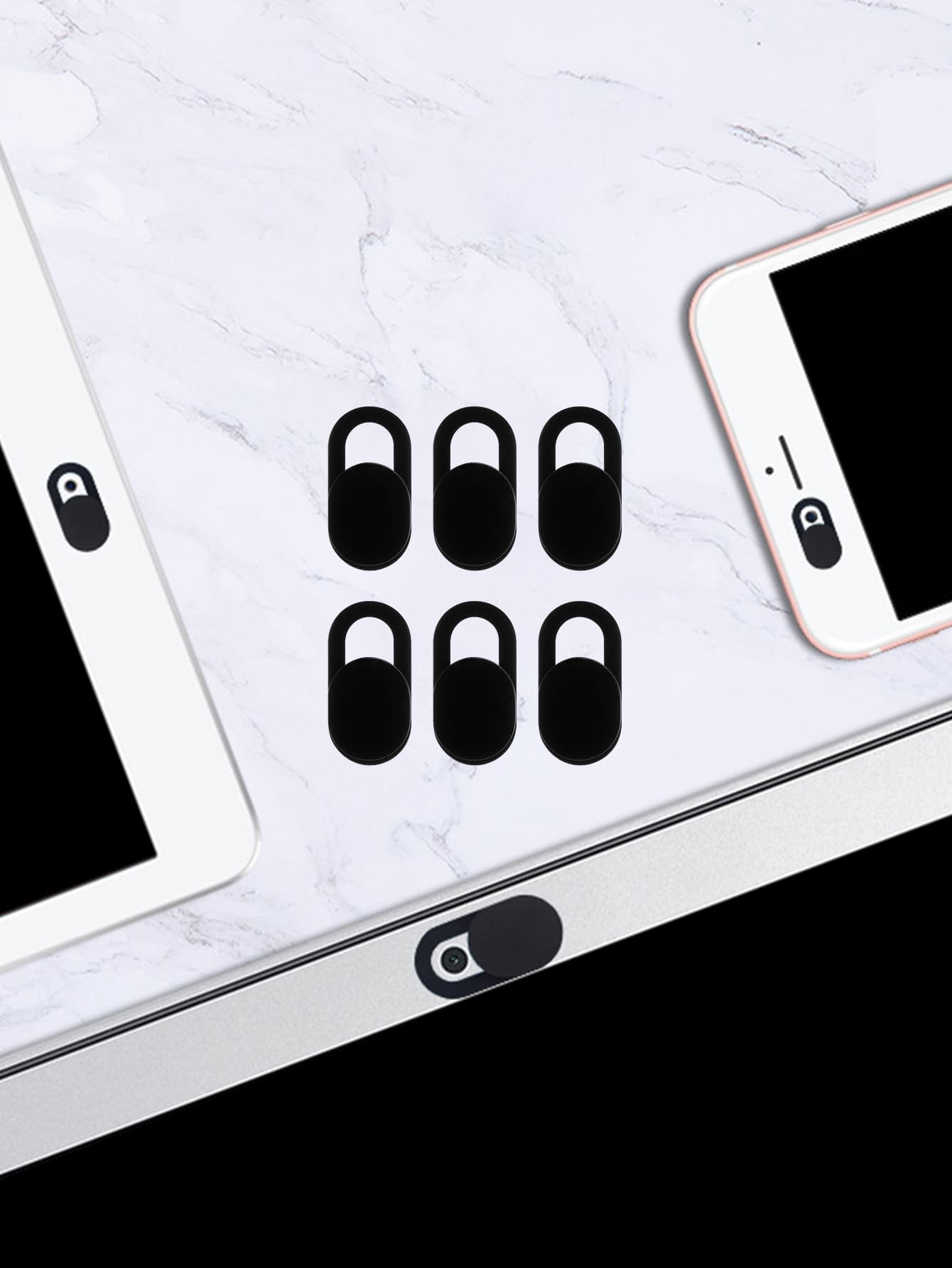 6入組網絡攝像頭鏡頭蓋 - 黑色 - 查看 1