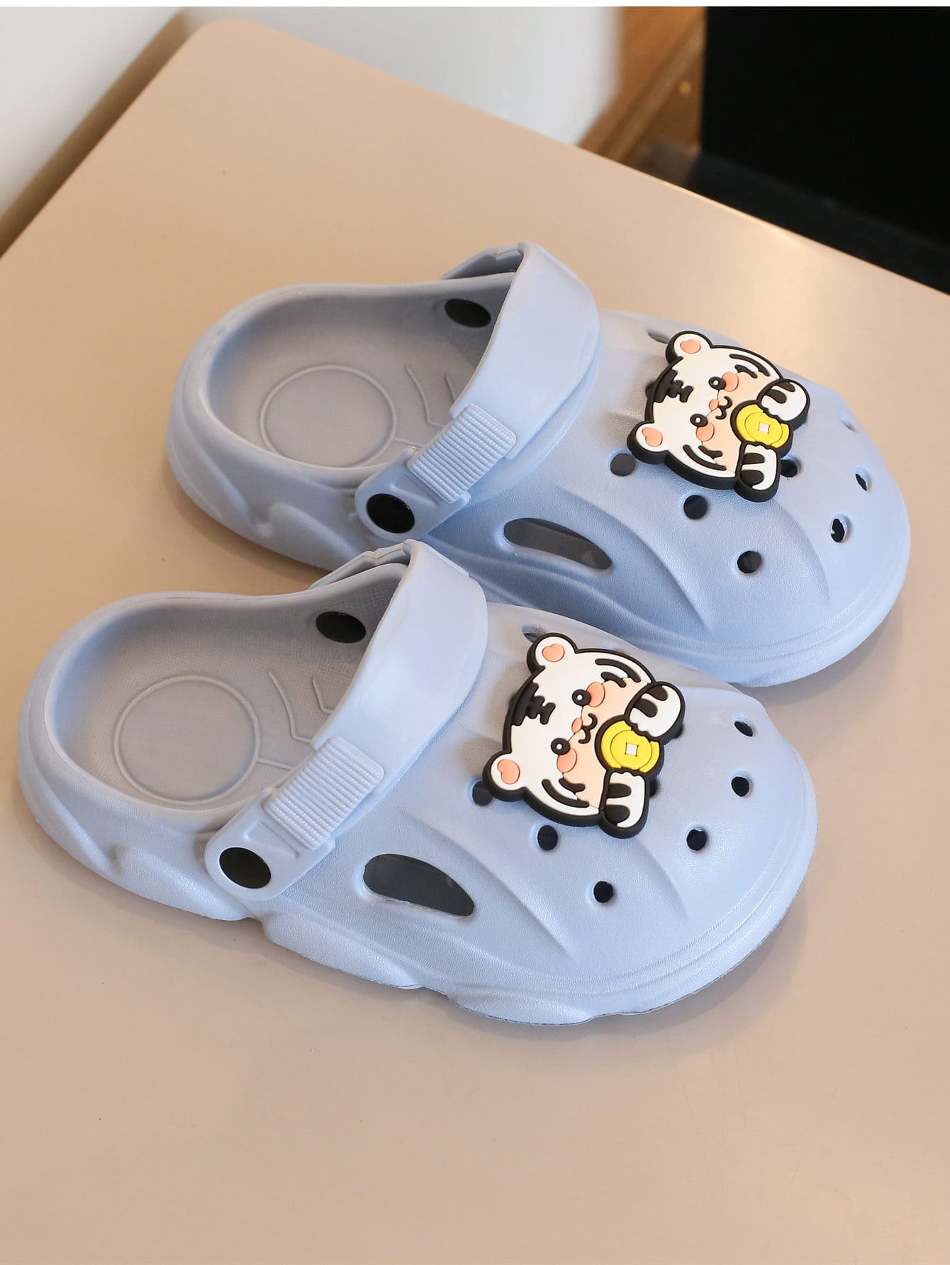 Boys Cartoon Tiger Graphic Vented Clogs, EVA Slingback Clogs Blue - Blue - View 1