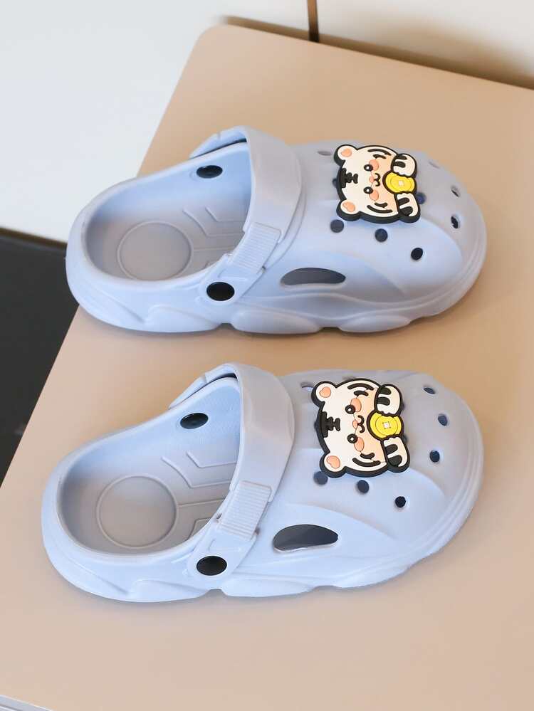 男孩卡通老虎圖案通風露跟洞洞鞋 - 藍色 - 查看 2