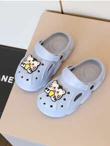 Boys Cartoon Tiger Graphic Vented Clogs, EVA Slingback Clogs Blue - Blue - View 3