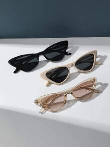 3pcs Retro Cat Eye Small Frame Fashion Eyeglasses For Men & Women, Plastic Classic Style For Outdoor, Travel, Beach, Casual Wear - Multicolor - View 1