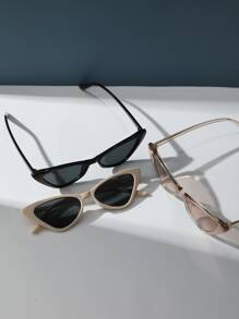 3pcs Retro Cat Eye Small Frame Fashion Eyeglasses For Men & Women, Plastic Classic Style For Outdoor, Travel, Beach, Casual Wear - Multicolor - View 4