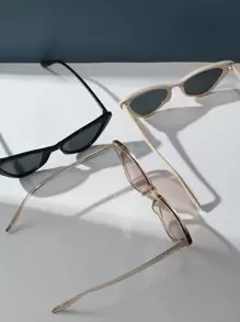 3pcs Retro Cat Eye Small Frame Fashion Eyeglasses For Men & Women, Plastic Classic Style For Outdoor, Travel, Beach, Casual Wear - Multicolor - View 5