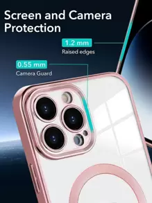 Hadaasi 1pc Pink Electroplated Magnetic Phone Case With Brushed Texture, Includes Lens Protector Film, Ultra-Thin Soft Case Compatible With IPhone 17 Pro/17 Pro Max, Apple Air, 17/16 Pro/16 Pro Max/16 Plus/16/15 Pro/15 Pro Max/15 Plus/15/14 Pro/14 Pro Max/14 Plus/14/13 Pro/13 Pro Max/13/12 Pro/12 Pro Max/12/11 Pro Max/11/11 Pro - Pink - View 6