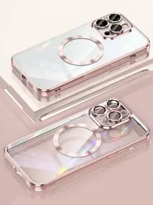 Hadaasi 1pc Pink Electroplated Magnetic Phone Case With Brushed Texture, Includes Lens Protector Film, Ultra-Thin Soft Case Compatible With IPhone 17 Pro/17 Pro Max, Apple Air, 17/16 Pro/16 Pro Max/16 Plus/16/15 Pro/15 Pro Max/15 Plus/15/14 Pro/14 Pro Max/14 Plus/14/13 Pro/13 Pro Max/13/12 Pro/12 Pro Max/12/11 Pro Max/11/11 Pro - Pink - View 10