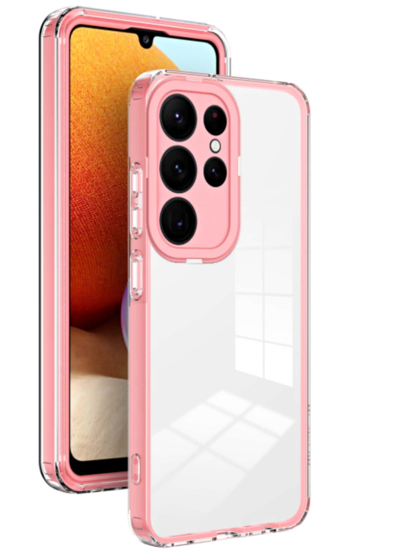 半透明邊緣三合一手機殼 - 淺粉色 - 查看 1